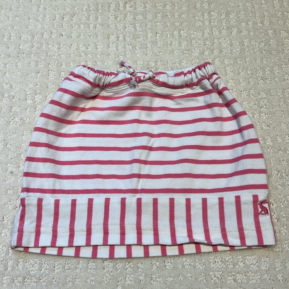 Joules 3t pink and white striped skirt